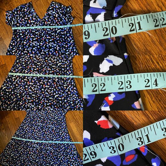 Roaman’s Abstract Print Midi Dress 14/16 V-Neck Short Sleeve A-Line Stretch - Picture 12 of 17